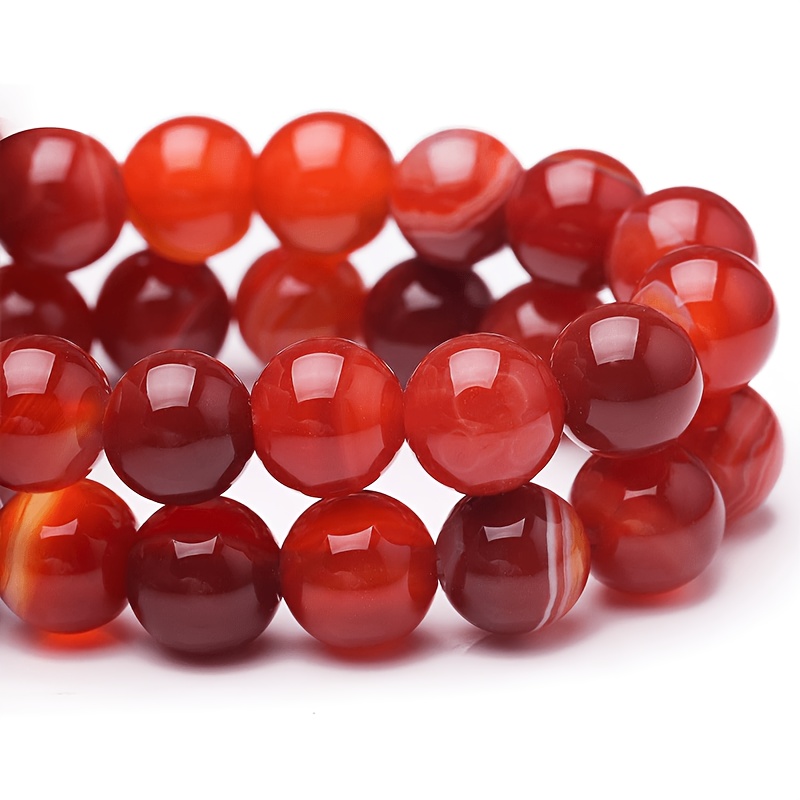 Red Striped Agate Beads for DIY Making